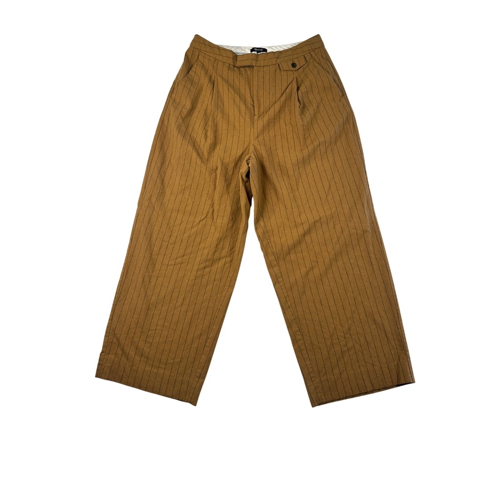 Madewell High-Rise Rosedale Straight Pant 14 Brown Pinstripe Italian Wool - Picture 2 of 11